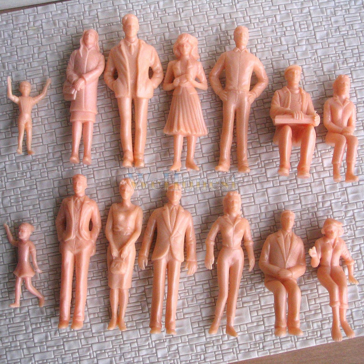 14 x G Scale 1:24 Unpainted Figure People passenger 14 different poses (WeHonest)